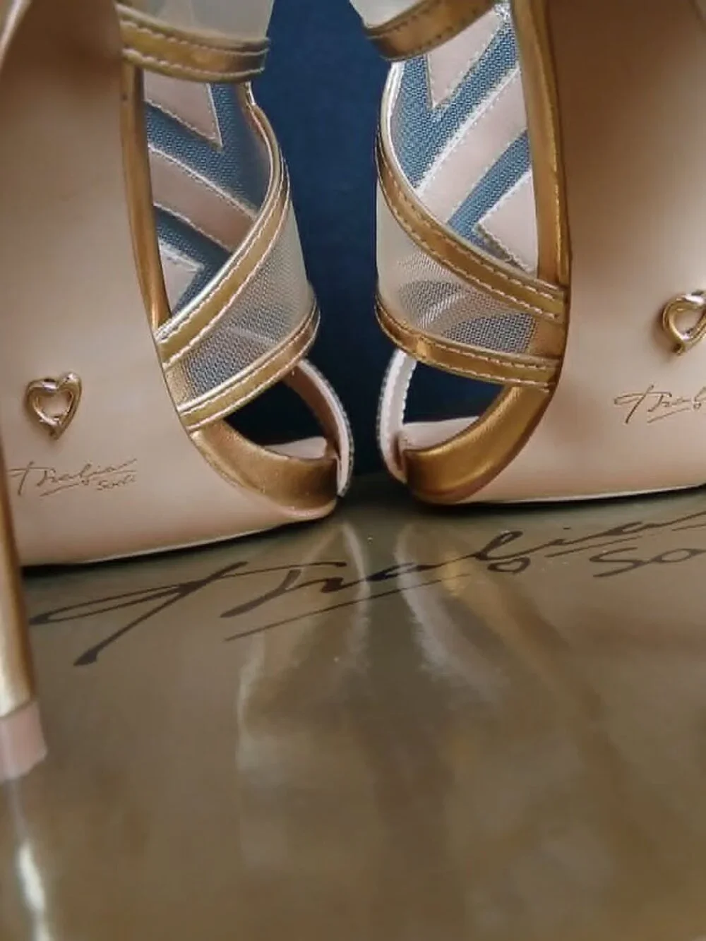 NEW Thalia Sodi Womens Regalo Gold Ankle Strap High Heels Size 9